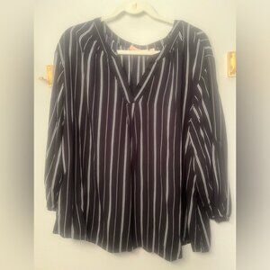 Enri black and white striped blouse ,1X